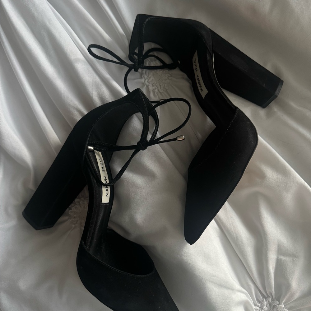 Steve Madden Black Suede Block Heels